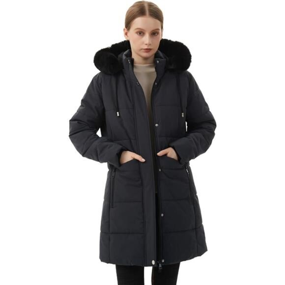 Women's Winter Puffer Coat Jacket Waterproof Charcoal - Picture 4 of 6